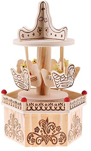 Tubayia Holz Karussell Spieluhr Spieldose Musikbox Dekoration für Wohnzimmer, Café, Hochzeit