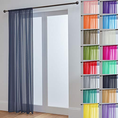 John Aird Lucy Voile Curtains - Rod Pocket Slot Top - Net Curtains - 1 Panel (Dark Grey, 58 Wide x 118 Drop)