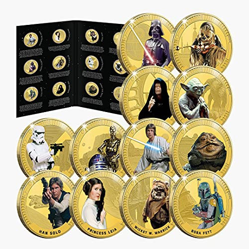 IMPACTO COLECCIONABLES Disney coin collection - Star Wars Episode IV - VI Original Trilogy Gifts Limited Edition Collectable Gold Plated Commemorative Coin / Medal Complete Bundle Pack