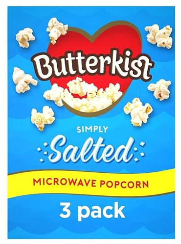 Butterkist SALTED Microwave Popcorn 3x60g Packs, Case of 10 - Gluten free, Source of Fibre, Made from Wholegrains, No Artificial Colours or Flavours, Suitable for Vegetarians