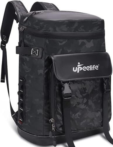 UPEELIFE Mochila Nevera Isotermica 30L con Correa Ajustable para Fijar la Manta,Nevera Mochila Termica Bolsa Térmica para Mantener la Comida Caliente (Camuflaje Negro)