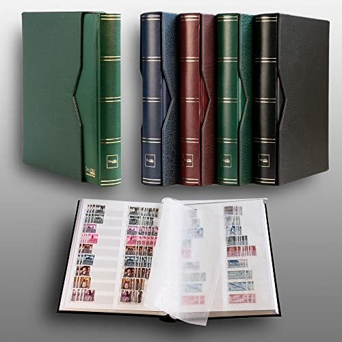 Prophila Collection 60 weiße Geteilte Seiten Briefmarkenalbum wattiert mit Kassette grün