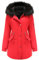 Damen Winterparka Mantel Winterjacke Parka Daunenmantel Herbst Winter Warm Kunstfellkragen Kapuzenmantel mit Tasche,rot M