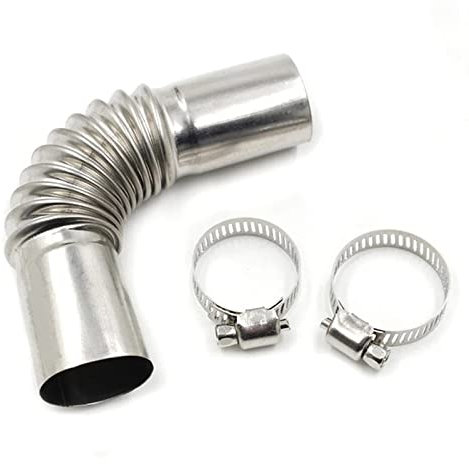 Raccord coudé pour tuyau d'échappement en acier inoxydable - 25 mm - Avec deux pinces en acier inoxydable - Pour chauffage de bateau Webasto - Pièces de chauffage de voiture