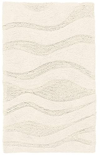 RugVista Breeze Tapis de Bain Moderne, 50x80 cm, Rectangulaire, Poil Court, Lavable en Machine jusqu'à 30°, Salle de Bain, Toilette, Antidérapant, Blanc
