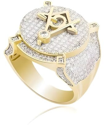 Freimaurer-Ring, Kompass und quadratischer Ring für Männer, Funkelnder Hip-Hop-Ring Freimaurer Biker-Ring Freimaurer Schmuck, Freimaurer-Symbol Allsehender Augenring Freimaurer Ring für Jungen (18.9)