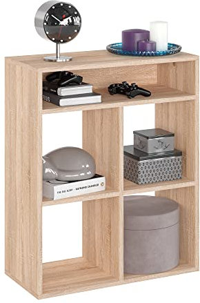 KOMTO Regal Sonoma Eiche - Bücherregal Standregal Würfelregal Büroregal 65,8 х 30,7 х 80,4 cm Bücherschrank RIM4 für Kinderzimmer Regal Wohnzimmer