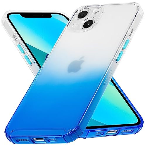 CoolGadget Schutzhülle für iPhone 12, Transparente Rückschale mit Farbverlauf, stoßfest, Anti-Gelb, TPU Silikon - Blau