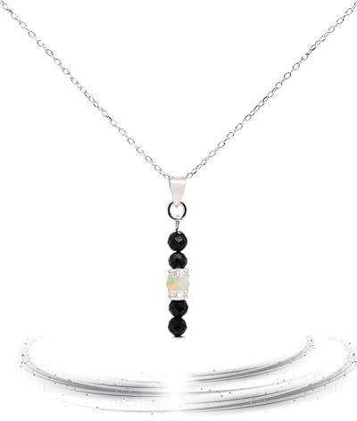 Liberty Angels - Edelstein Kette aus 925er Silber & Opal - Edelstein Halskette Damen & Herren - Naturstein Opal Kette - Heilstein Schmuck - Hochwertiger Edelstein Schmuck - Heilstein Edelsteinketten