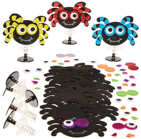 Baker Ross FX197 Springende Spinnen-Bastelsets - Packung mit 8, Halloween-Bastelsets zum Basteln und Spielen für Kinder
