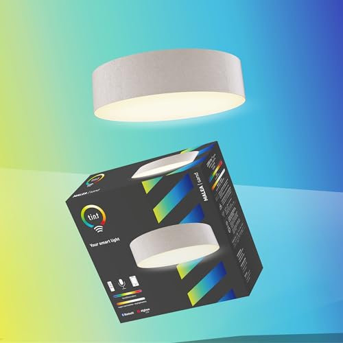 tint Smarte LED-Deckenleuchte Malea sand – Steuerbar per Alexa, Fernbedienung oder Bluetooth – Dimmbare Beleuchtung mit weißem (1800-6500 K) und farbigem RGB Licht