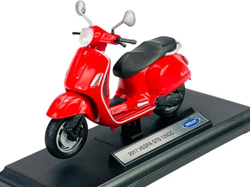 DROMADER Welly 2017 Vespa GTS 125CC Rot Scooter Motorrad Mit Sockel 1:18 1/18 Metall Modell Motorrad Die Cast Neu im Kasten