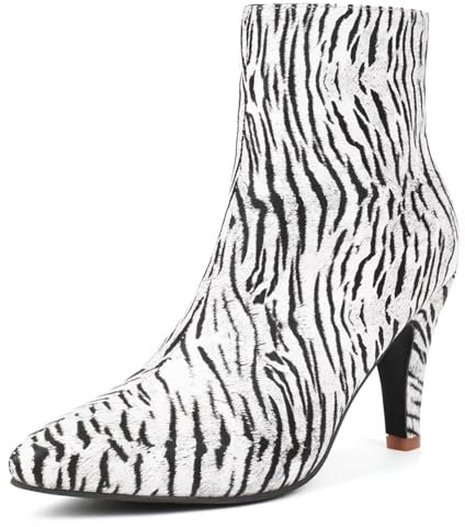 Joliss Donna Moda Festa Stivaletti Tacco a Spillo Stivaletti Appuntito Zip Stivali da Vestito Bianco Numero 40 EU/41Cn