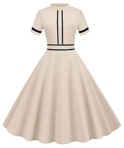 Costume de Vintage pour Femme, Jupe à Carreaux, Robe avec nœud, Vintage Anime Jeu de Rôle Robe pour Halloween Party Rose 1950s Rockabilly 1950s Cocktail Elegante A-Line Robe Année 40 50 60