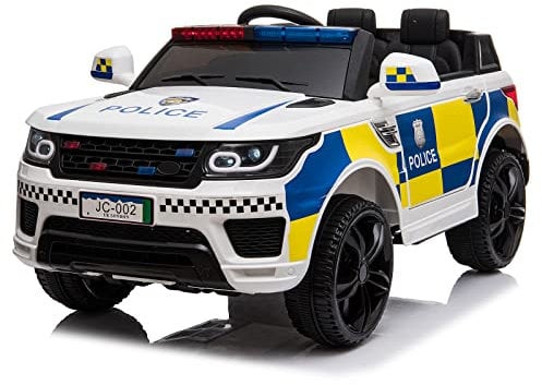 Kids Electric Ride on Car with Parental Remote Control, Dual Drive Electric Cars for Kids, 12V Two Seater Electric Police Car with LED Lights, Horn, 3 Speed Modes, Easy Start/Stop Button