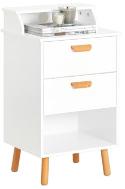 SoBuy FBT125-W Nachttisch Boxspringbett Beistelltisch schmal Sofatisch Telefontisch Nachtschrank Nachtkommode Weiß BHT ca. 40x71x35cm