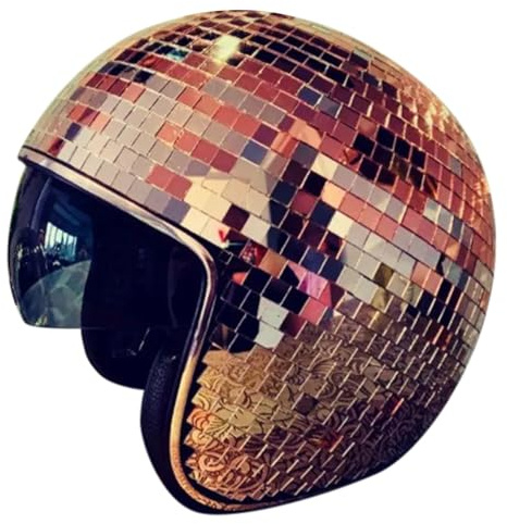 Kashyke Discokugel Helm,Disco Ball Helmet,Discokugel Hut,Discokugel Silber Gold,Ultimative Vollspiegel-Glitzerkugelhelme Discokugel Hut Helm für Damen Herren Dj Club Disco Bühne Bar Party