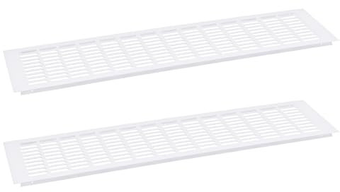 sourcing map Copertura per prese d'aria, 2 pezzi, 700 x 150 mm, in lega di alluminio, griglia di ventilazione rettangolare per scarpiera, armadio e guardaroba (bianco)