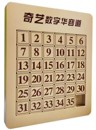 Wooden Number Slide Puzzle Wooden Digital Huarong Road Digital Math Educational Puzzle Brain Teaser Sliding Puzzle IQ Game Toys School Party Toys (6x6 slide puzzle)