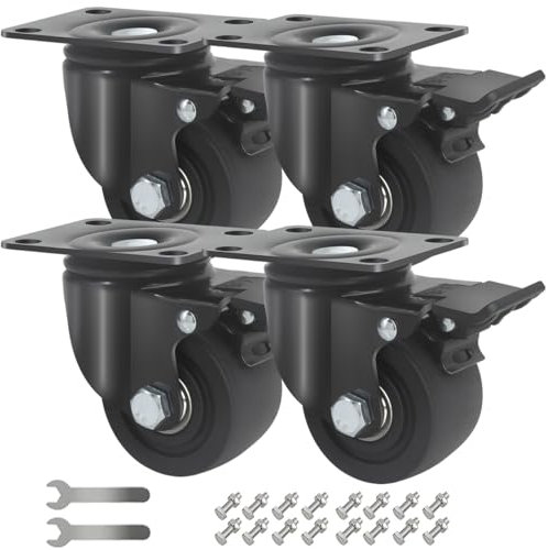 IQWTU Schwerlastrollen mit Bremse, 75mm Lenkrollen Schwerlast Tragkraft 2000KG, Doppellager Schwerlast Möbelrollen Transportrollen 360° Drehung, Nylon Rollen für Möbel Leise und Robuste