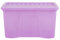 Wham Crystal 60 Liter Storage, Heavy Duty Plastic Storage Box With Lids Home Office Stackable Nestable, Large Storage Boxes With Lids 60 x 40 x 33 cm - Tint Lilac (Pack of 3)