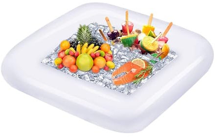 Schwimmende aufblasbare -Servier-Buffetbar – Servierbuffet schwimmender Versuch, aufblasbare Tisch-Servierbar, schwimmende Getränke-Servierstange, zusammenklappbares Tablett für Sommer, Pool,
