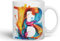 Vixar Letter B Mug, Alphabet Letter B Monogram Watercolour Ceramic Coloured Mug Cup for Tea Coffee Hot Brew 330ml 11Oz Gift (White)