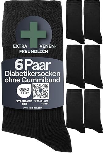 HELDENWERK Comfort Socken für Damen & Herren 6 Paar | Komfort Socken ohne Gummibund & Naht aus 97% Baumwolle | Extraweite Gesundheitssocken mit Komfortbund