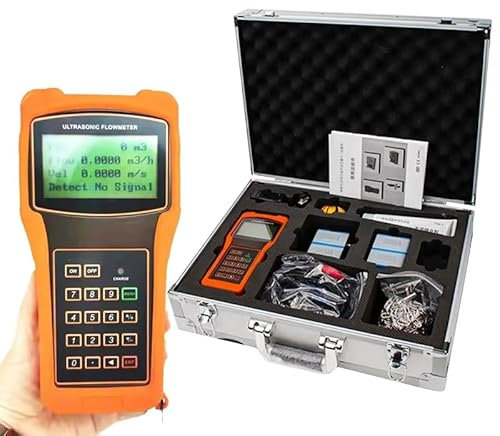 ELIKBH Portable Handheld Ultrasonic Flow Meter, External Clip External Paste Tap Water Pipe Sensor, Operating Temperature-30-90℃, with TS-2/TM-1/TL-1 Transducers, for Copper/PVC Pipe