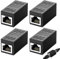 HELION RJ45 Coupler 4Pcs, Black Ethernet Cable Connector Female to Female RJ45 Connector LAN Cable Adapter Ethernet Coupler, High-Speed 10 Gbps Data Transfer, for Cat7/Cat6/Cat5e/Cat5