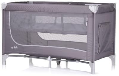 Chipolino Reisebett Ariel, 2 Ebenen, Tragetasche, Seiteneingang, Seitentasche, Farbe:grau dunkelgrau