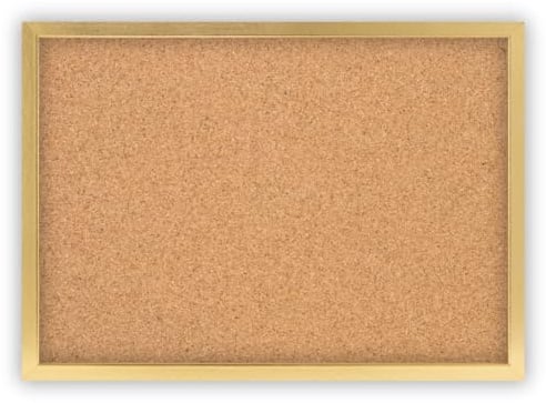 CLAMARO Pinnwand Kork 100 x 50 cm, MDF-Rahmen Gold, Quer- und Hochformat | Memoboard für Notizen und Fotos, selbstheilende Korkoberfläche, Metall-Zackenaufhänger, 10 Reißzwecken dabei, HDF-Rückwand