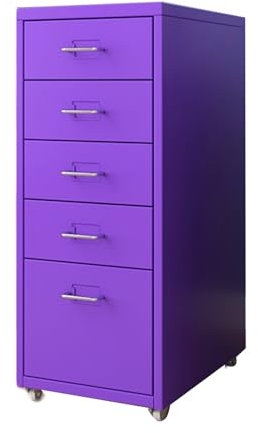 Lila Kommode mit 5 Schubladen, stilvolle Kommode für Schlafzimmer, Wohnzimmer, Flur und Büro, Aufbewahrungslösung mit großer Kapazität für Klassenzimmer und Konferenzraum