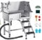 VEVOR Baignoire de Chien Acier Inoxydable, Baignoire de Toilettage pour Animaux de Compagnie 87 cm Station de Lavage Chat, avec Escalier à Droite, Robinet, Pommeau de Douche, Porte-savon, Porte Droite