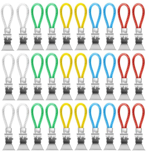 EupHHonycs 30 Stück Handtuchklammer Aufhänger für Handtücher, Handtuch-Haken Bunt Ersatz-Ösen Hakens, 5 Farben Handtuch Hakens, Küche Geschirrtücher Haken Set für Bad Kücher