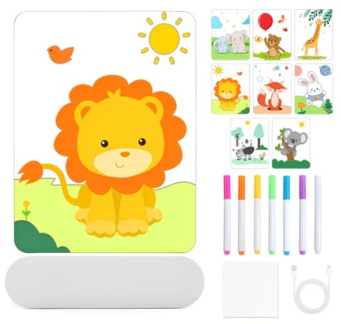 Tableau lumineux Message LED,20x15cm Tableau Magique Acrylique avec 6Stylo