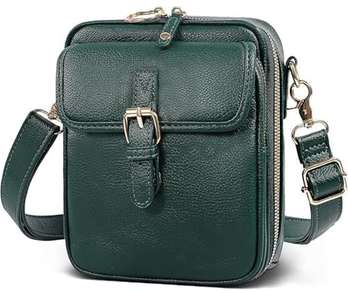 JJIAGOLD Crossbody-Tasche aus Leder, Crossbody-Tasche für Damen, Vintage, Anti-Diebstahl-Geldbörse mit 10 Kartenfächern, Retro, doppellagig, große Kapazität, Mini-Taschen, Vintage-Kuriertasche