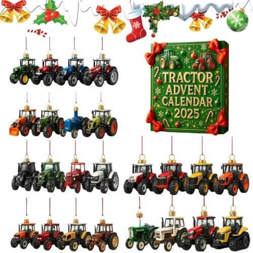 2025 Traktor-Adventskalender, Mini-Traktor-Modelle, 24 Tage Weihnachts-Countdown, 2025 neue Bauernhof-Themen-Ornamente, Geschenk für Landwirte, Sammler und Traktor-Liebhaber (Traktor)