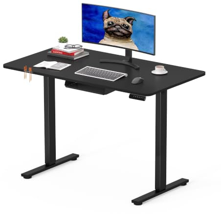 SANODESK 100 x 60cm Electric Standing Desk ONE PIECE Height Adjustable Desk with Cable Management Tray Sit Stand Desk for Office, Black