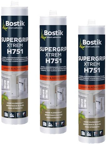 BOSTIK H751 Supergrip Xtrem Weiß – Hybridklebstoff Für Innen-und Außenbereich, Extreme Haftkraft, 450g (Packung mit 3)