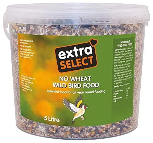 Extra Select No Wheat Wild Bird Food: Wheat Free Bird Seed for All Seasons, mixed Bird Feed - 5L Tub