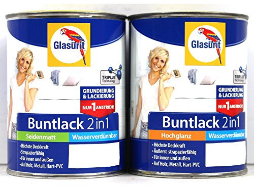 Glasurit Buntlack 2in1 Hochglanz Wasserv. - 250ml (RAL 6005 Moosgrün)