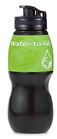 WATER TO GO Classic 75 cls water purifier; Filters VIRUSES, bacteria, protozoa, cysts, chemicals & microplastics; Leakproof & guaranteed for life; For Travel, Outdoors, Fitness & Survival (GREEN)