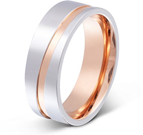 Juwelier Schönschmied- HerrenEin eleganter Partnerring, Freundschaftsring, Ehering Trauring mit WunschLasergravur - Bicolor- Edelstahl Gr. 68 (21.6) Nr207H