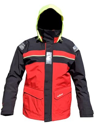 crazy4sailing Herren Segeljacke Bergen Offshore Funktionsjacke Ölzeug, Farbe:Red/Carbon, Größe:XXL