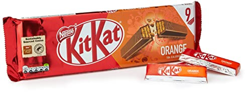 Kit Kat 2 Finger Orange Milk Chocolate Biscuit Bar Multipack, 9 x 20.7 g