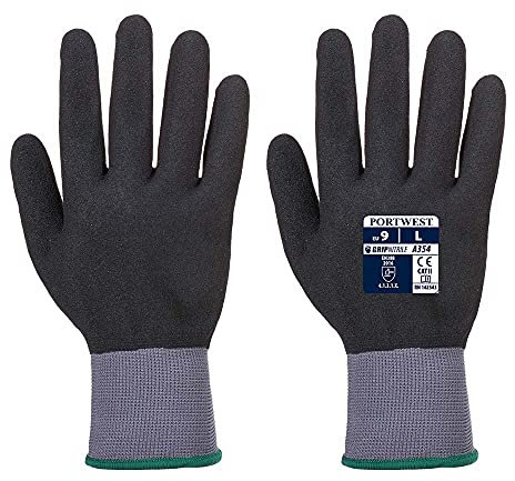 Portwest DermiFlex Ultra Pro Glove - Nitrile Foam, Size: S, Colour: Black, A354K8RS