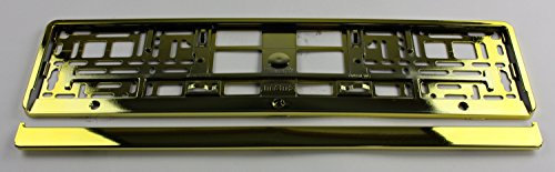 ZentimeX Z788696 Kennzeichenhalter Kennzeichenhalterung Gold glänzend Hochglanz für DE-Standard Kennzeichen 1 Stück