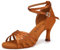 YKXLM Scarpe da Ballo Donna Latino Americane Professionali Salsa Tango Valzer Raso Scarpe Ballo Latino Donna,Tacco 7.5CM,Marrone,37EU