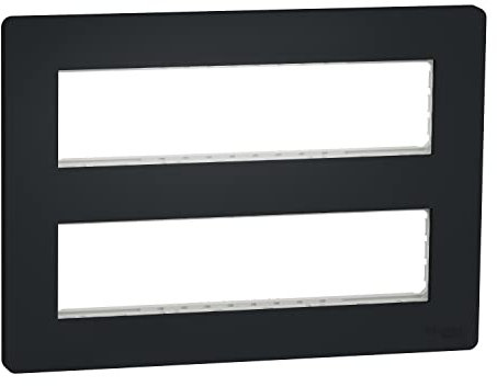 Schneider Electric NU021854 Unica - support fixation + plaque finition boîte concent 2 rang 8 mod - Anthraci